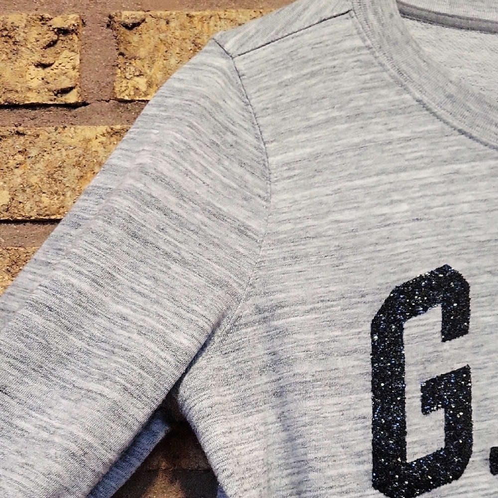 GAP Women's Light Gray Pullover Sweatshirt with Black Sparkly Logo Size Large - Picture 6 of 11